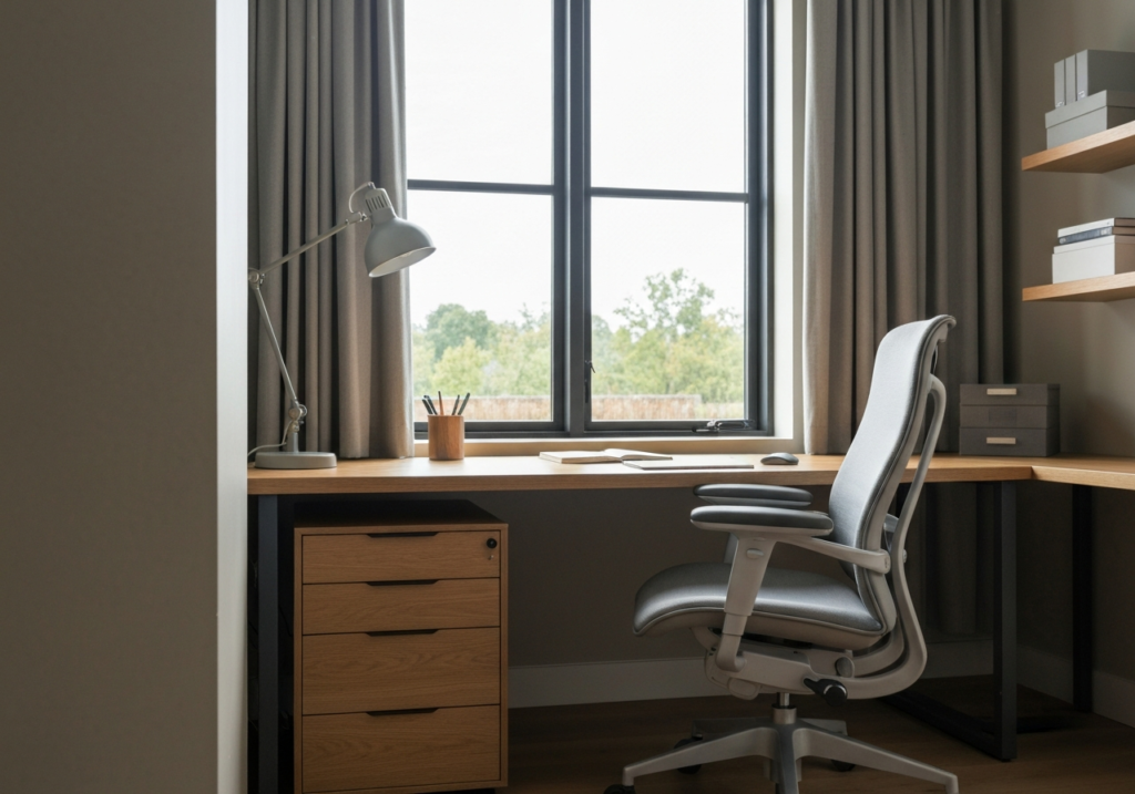 Aranżacja domowego biura z uwzględnieniem kierunków świata dla optymalizacji światła dziennego