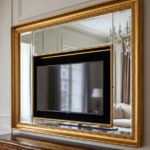 Wykorzystanie luster weneckich jako elementu maskującego telewizor w klasycznym wnętrzu