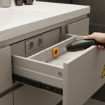 Montaż gniazdek elektrycznych wewnątrz szuflad łazienkowych