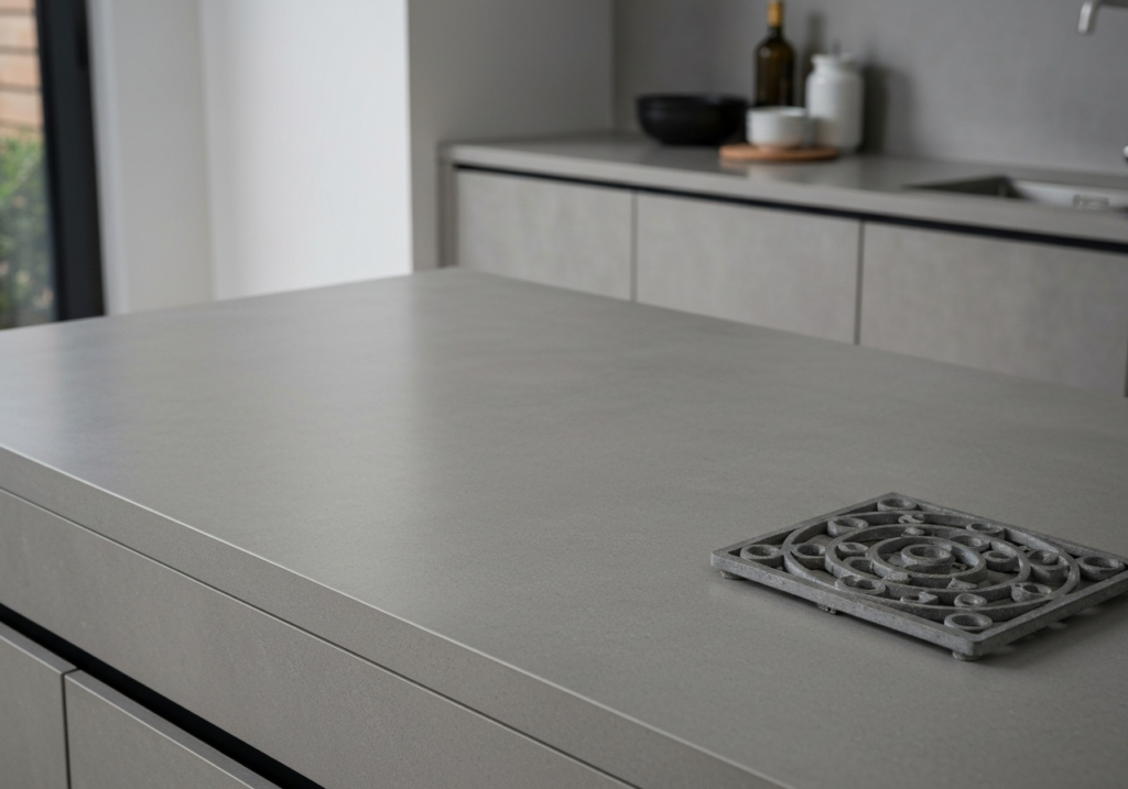 Odporność mikrocementu na działanie gorącego tłuszczu przy wyspie kuchennej