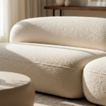 Zastosowanie tkanin boucle w aranżacjach typu obłe formy organiczne